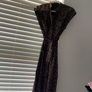 Brown, animal print shirt dress